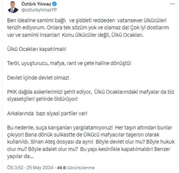 MHP'den Sert Tepki Geldi