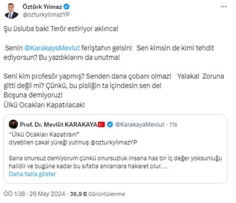 Öztürk Yılmaz'dan MHP'ye Çağrı: Ülkü Ocakları Kapatılmalı!