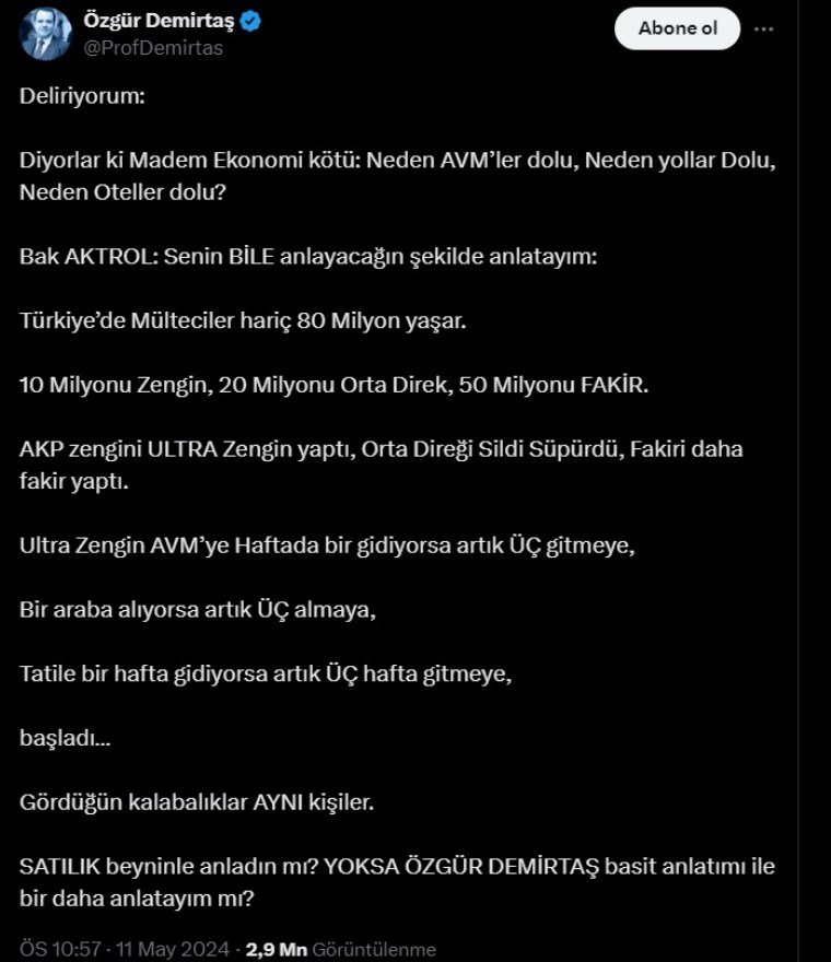 80 Milyonluk Nüfusun Sınıflandırılması