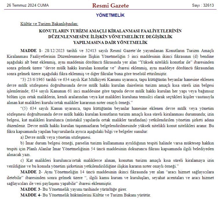 Kültür ve Turizm Bakanlığı'ndan Yeni Yönetmelik Değişikliği