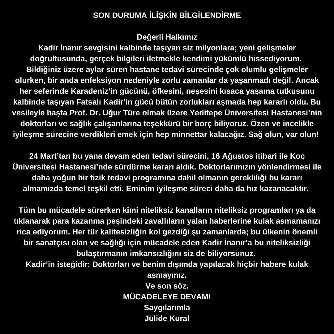 Kadir İnanır'ın Sağlık Durumu Hakkında Gelişmeler