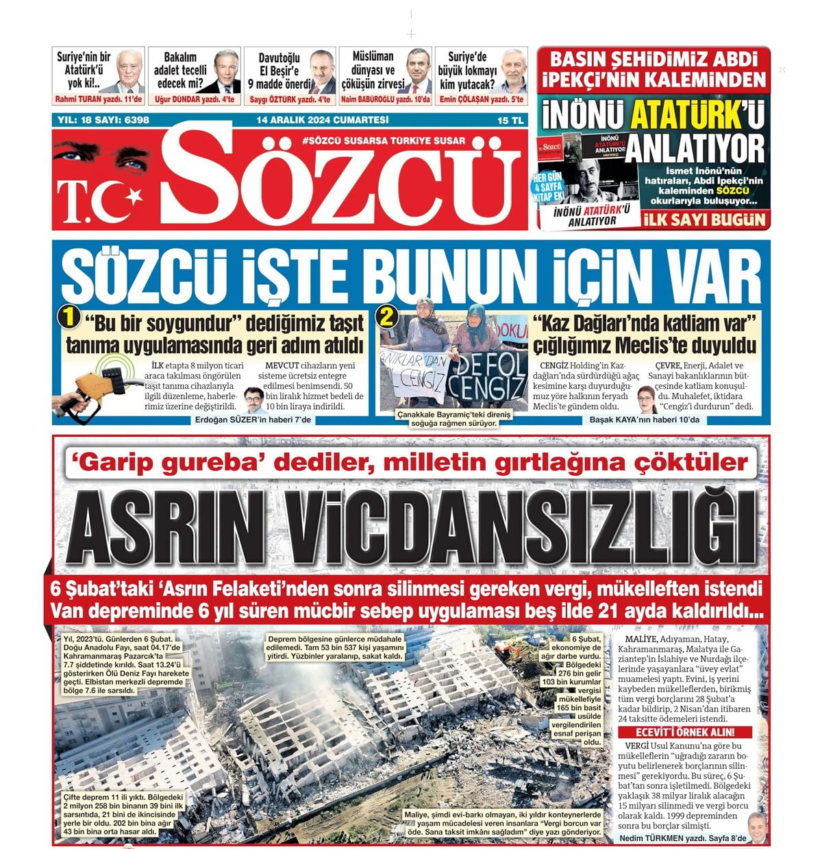 SÖZCÜ: Depremzedelerin Umut Işığı