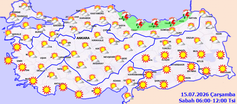 Karadeniz’e Sağanak, Marmara ve Ege’de Kuvvetli Rüzgar Uyarısı