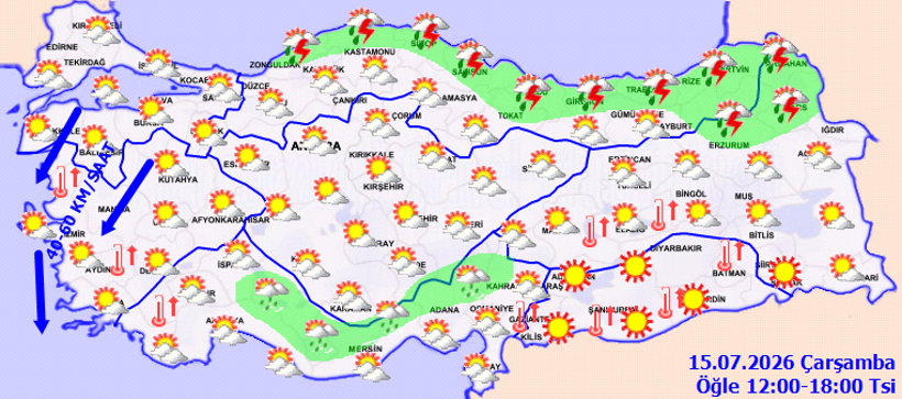 Karadeniz’e Sağanak, Marmara ve Ege’de Kuvvetli Rüzgar Uyarısı