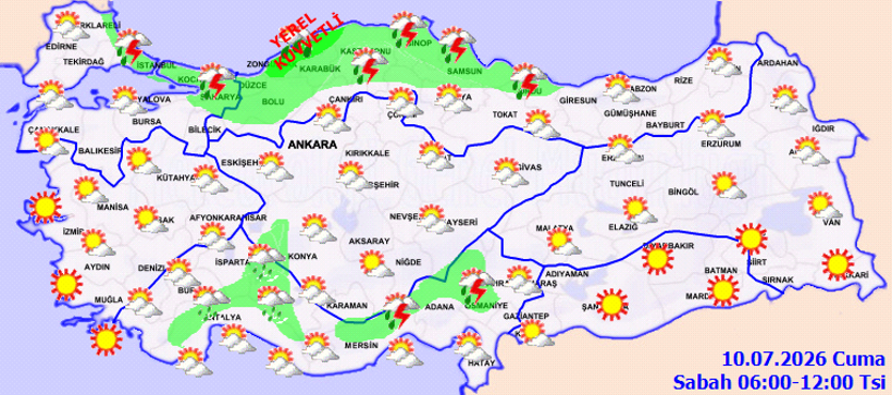 Meteoroloji Uyarısı: Yurdun Kuzeyinde Kuvvetli Sağanak Bekleniyor