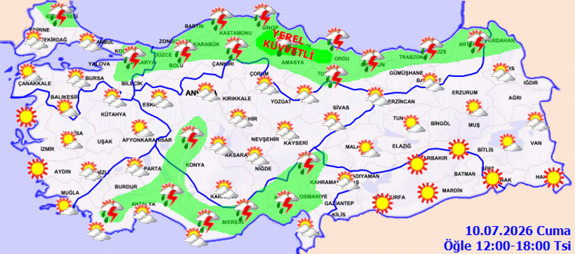 Meteoroloji Uyarısı: Yurdun Kuzeyinde Kuvvetli Sağanak Bekleniyor